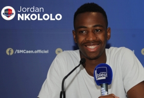 RECRUE ESTIVALE DU STADE MALHERBE CAEN, JORDAN NKOLOLO A ÉTÉ PRÉSENTÉ, CE VENDREDI 26 JUIN, À LA PRESSE RÉGIONALE. IL PORTERA LE NUMÉRO 8 SOUS LES COULEURS MALHERBISTES.