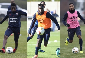 Romain Genevois, Durel Avounou et Emmanuel Imorou, trois des huit internationaux du Stade Malherbe ayant rejoint leur sélection cette semaine.