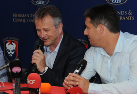Gilles Sergent, Président du SM Caen, lors de la présentation à la presse de Fabien Mercadal et du nouveau staff du club