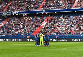 Les joueurs du Stade Malherbe Caen réunis avant d'affronter les "ciel et marine" hier soir à d'Ornano