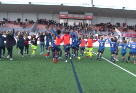 La joie de toute la section féminine du SM Caen après la qualification en 32ème de finale de la Coupe de France Féminine