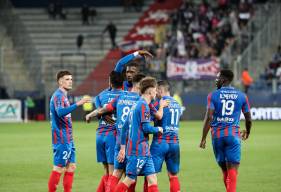 La joie des Caennais après le deuxième but inscrit par Yoann Court face à Toulouse