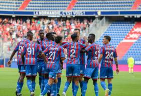 La joie des Caennais qui se sont offert un festival offensif face à l'En Avant Guingamp ce soir