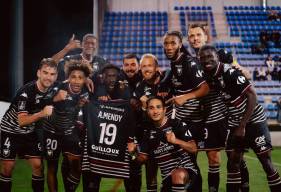 La joie des Caennais après le deuxième but inscrit par Alexandre Mendy hier soir face au FC Martigues