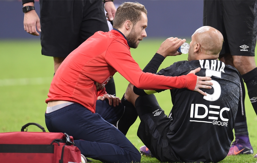 Visiblement touché aux adducteurs, Alaeddine Yahia a été contraint de quitter ses coéquipiers après 20' de jeu. Le n°5 du Stade Malherbe a été remplacé par Ismaël Diomandé. ©Photo d'archives