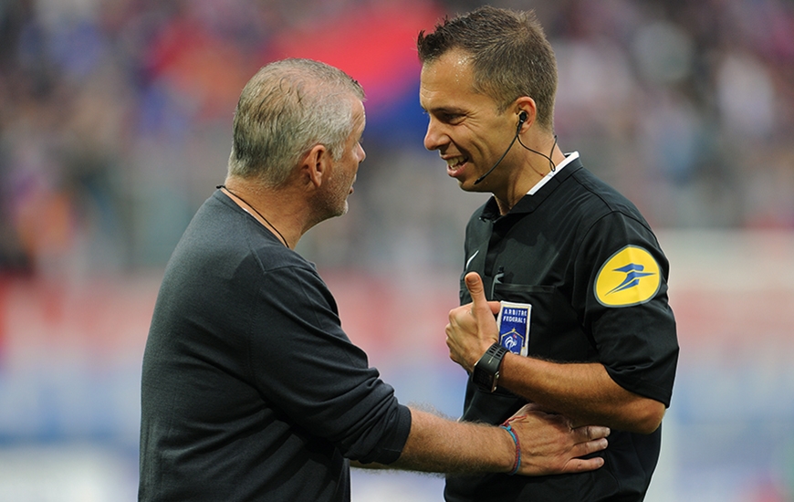 Johan Hamel - ici, avec Patrice Garande - a déjà arbitré à trois reprises le Stade Malherbe (contre Lorient, J1, Nice, J13, et Guingamp, J23) pour autant de succès des "Bleu et Rouge"