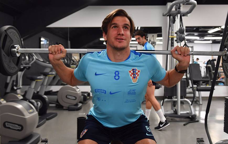 Ivan Santini, ici, en séance de musculation, n'est pas rentré en jeu vendredi soir avec la Croatie contre la Finlande.