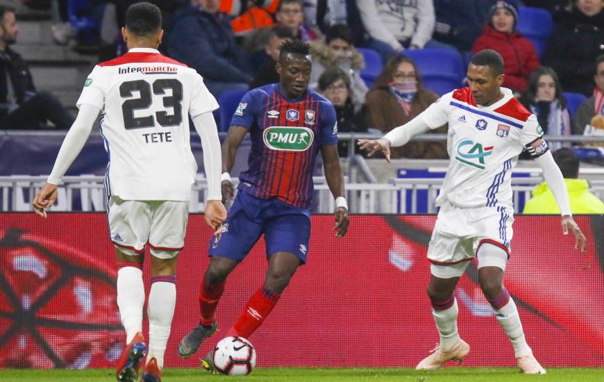 Après son but en 8e de finale, Casimir Ninga a réduit le score hier soir face aux lyonnais en 1/4 de la Coupe de France