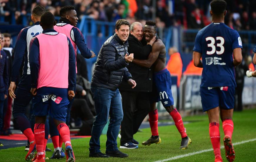 La joie (de courte durée) des caennais après l'ouverture du score de Casimir Ninga face au Paris SG hier