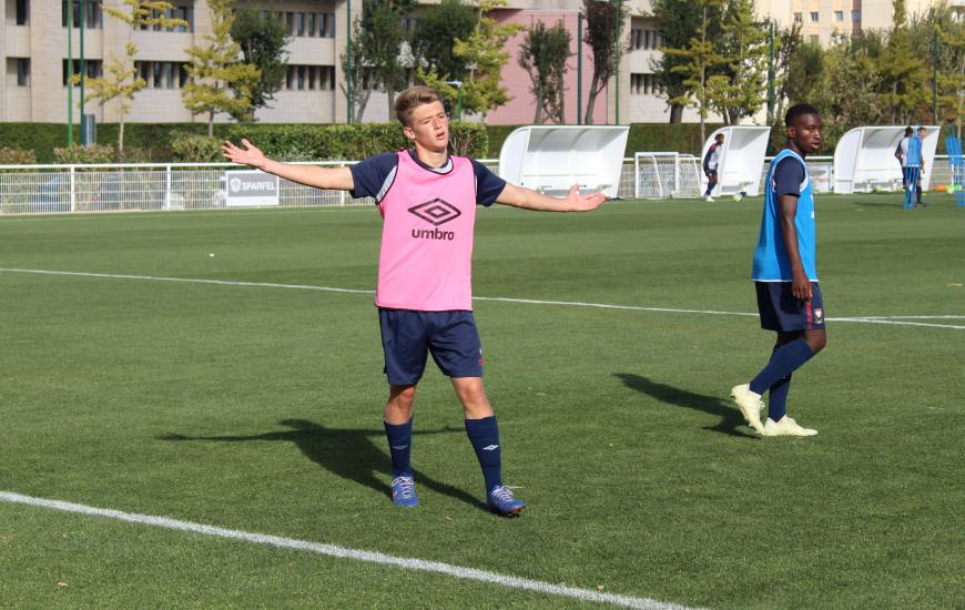 Ici à l'entraînement, Johann Lepenant a inscrit le troisème but des U17 Nationaux le week-end dernier sur la pelouse de Quevilly