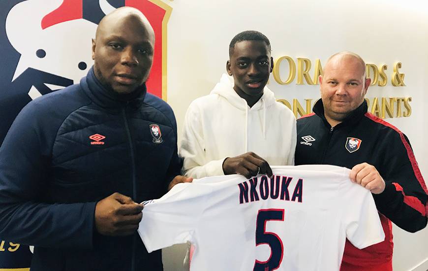 Philippe Nkouka aux côtés de Djibi Diao et Tony Monnier après s'être engagé avec le Stade Malherbe Caen