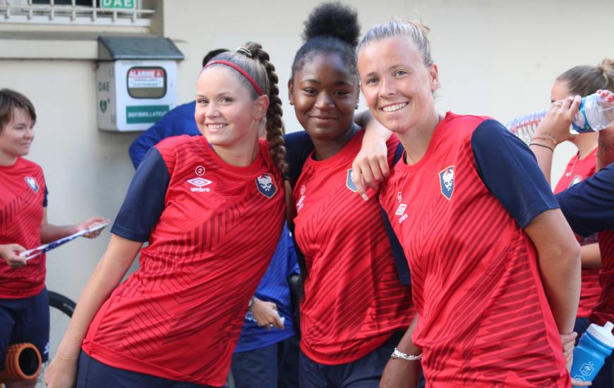 Clémence Palla, Tracy Nkodia et Émilie Giffaut hier en fin de journée lors de la reprise de l'entraînement