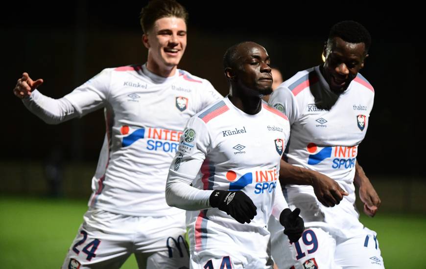 La joie des Caennais après le but de Caleb Zady Sery face au FC Chambly la saison dernière
