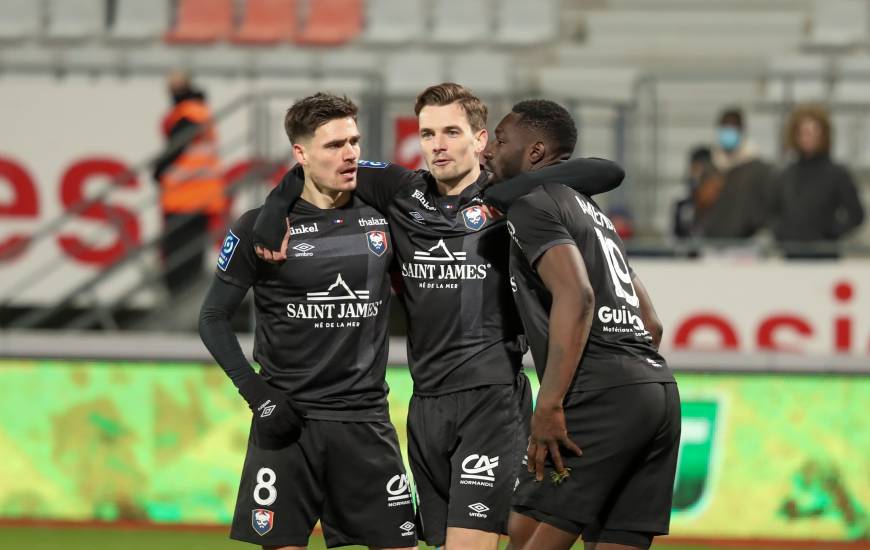 La joie des Caennais après l'égalisation d'Alexandre Mendy face à l'AS Nancy hier soir