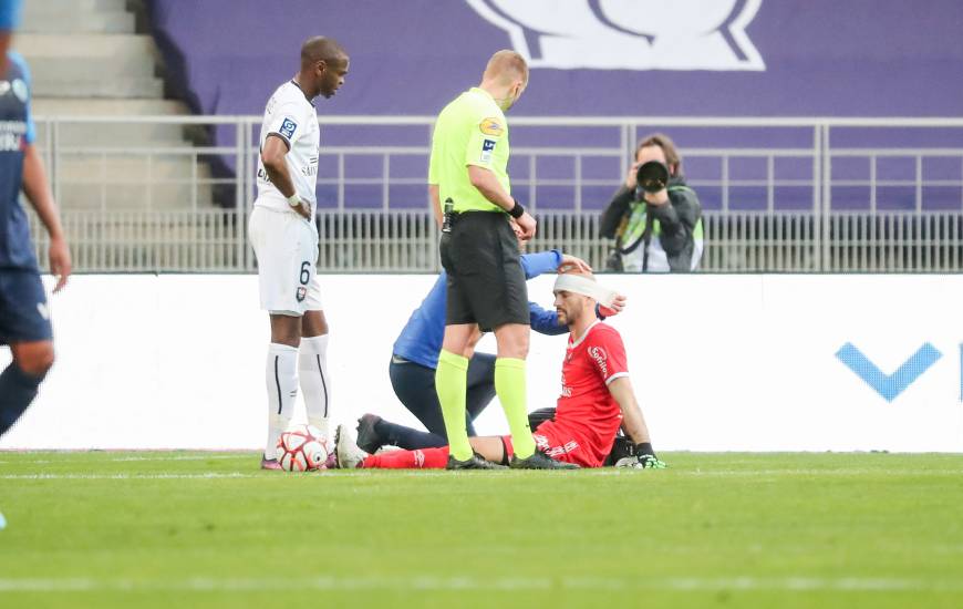 Rémi Landry lors de la rencontre sur la pelouse du Paris FC la saison dernière