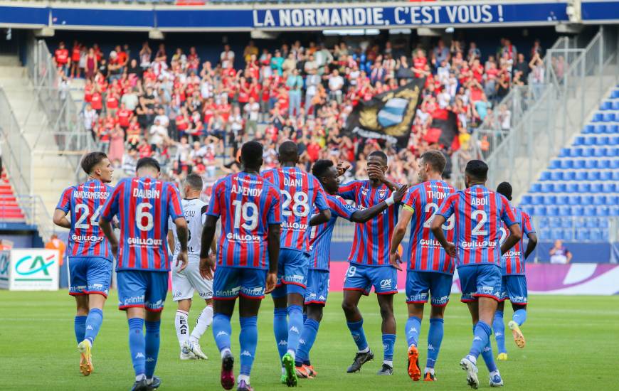 La joie des Caennais lors du festival offensif face à l'En Avant Guingamp à d'Ornano 