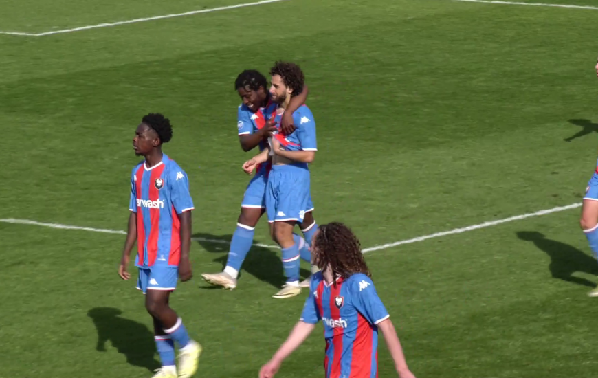 La joie des Caennais après le but victorieux marqué par Mario Fortunato en fin de match