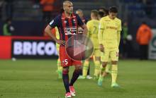 Toute la déception des Caennais après leur défaite contre les Canaris se lit sur le visage d'Alaeddine Yahia. Il reste quatre journées pour se sauver en LIgue 1.