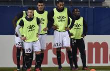 Ménagé en Coupe de France, Jonathan Delaplace ici, devant Julien Féret, Ronny Rodelin et Jeff Louis - devrait effectuer son retour dans le groupe caennais.