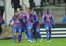 La joie des caennais lors de la victoire (2-3) sur la pelouse du Vélodrome en 2014 / 2015