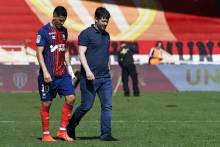 Échange entre Fayçal Fajr et le coach caennais à la mi-temps du match face à l'AS Monaco hier après-midi