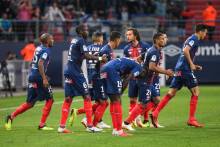 Les joueurs du Stade Malherbe suite à la célébration du but de Yacine Bammou face à l'OGC Nice 