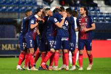 La joie des caennais après l'ouverture du score de Saïf-Eddine Khaoui en première période. Le troisième but du numéro 7 caennais en championnat. 