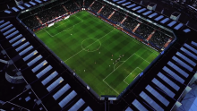 Le Stade Michel d'Ornano vu depuis un drône lors du match SM Caen - Paris SG (27ème Journée de Ligue 1 Conforama) 