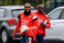 Caleb Zady Sery et Durel Avounou tout sourire avant de débuter la séance de ce mardi matin