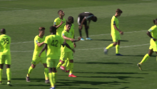 La joie des Caennais après l'égalisation de Yacine Bammou à la toute fin du match amical de mercredi face à Vannes OC