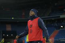 Jeff Reine Adelaide sur la pelouse du stade Michel d'Ornano avec l'Équipe de France espoirs il y a quelques mois