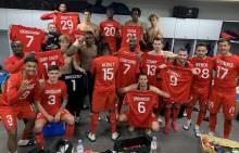 La joie des joueurs du Stade Malherbe Caen après la victoire face à l'USL Dunkerque vendredi soir