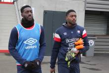 Alexandre Mendy & Garissone Innocent lors de la séance du jour sur les terrains de Venoix