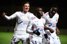La joie des Caennais après le but de Caleb Zady Sery face au FC Chambly la saison dernière